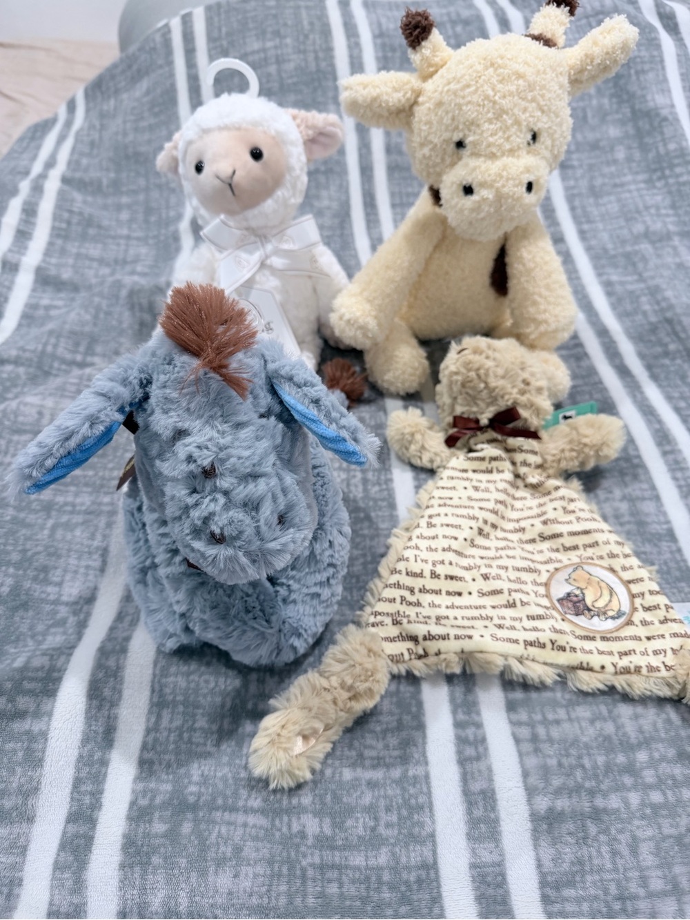 Plush Baby Comforter Set - Gray Blue Eeyore Style